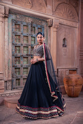 Black Net & Viscose Georgette Lehenga Set